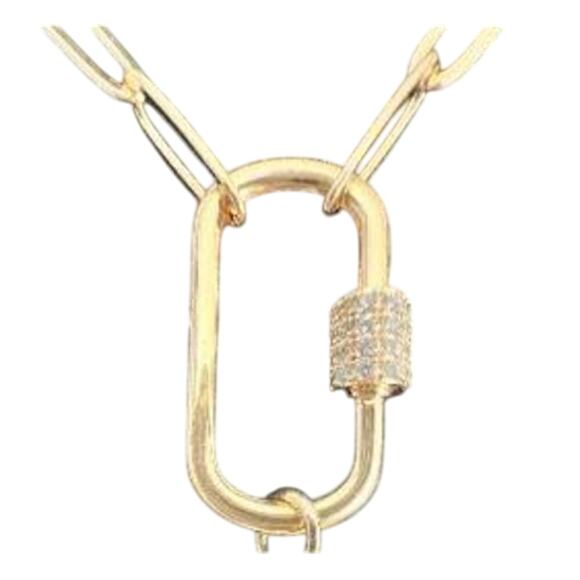 Chanel Gold Swirl Circle CC Pendant with Paper Clip Carabiner Necklace (CCXX035) - Picture 3 of 5